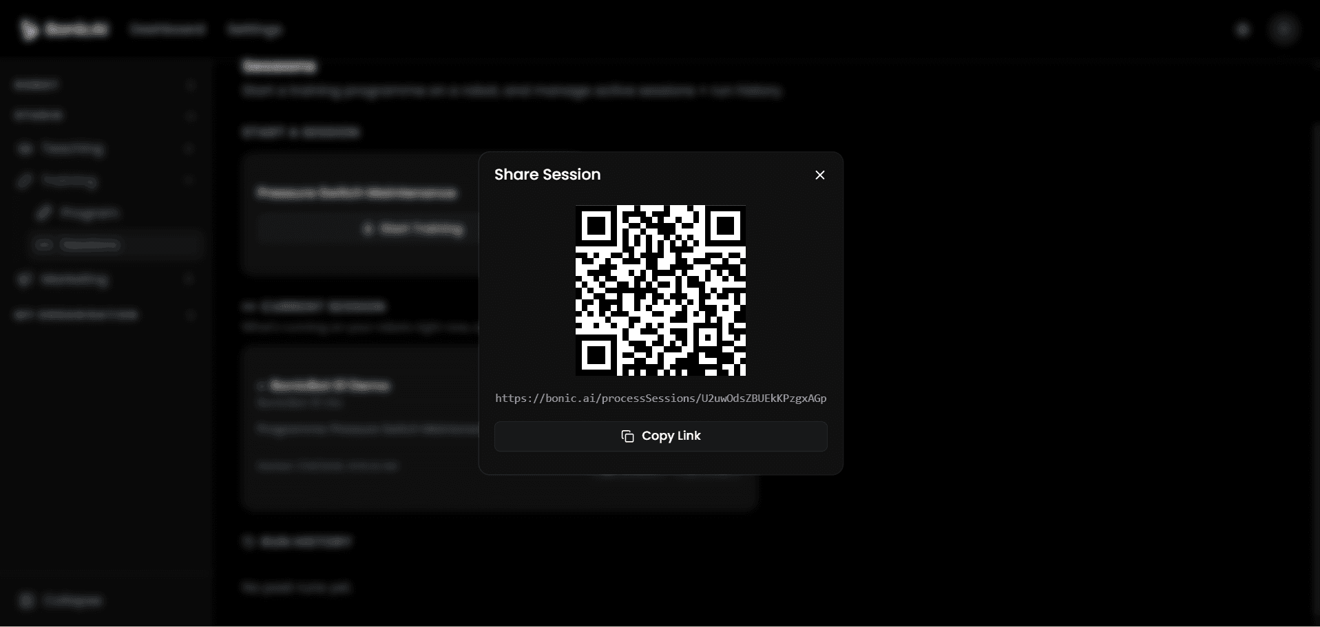 Share Training Session QR Code
