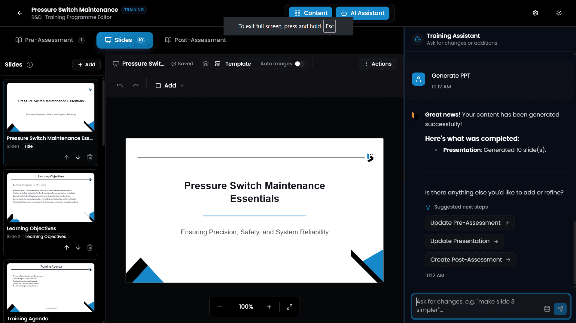 Visual Slide Deck Editor