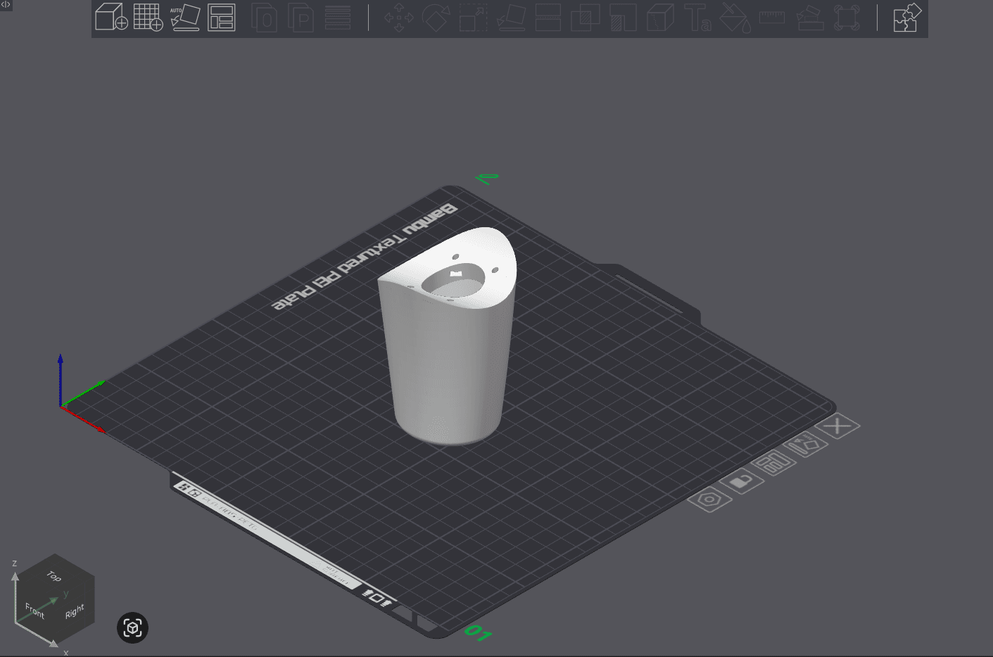 Raw model of WristJointLeft on build plate