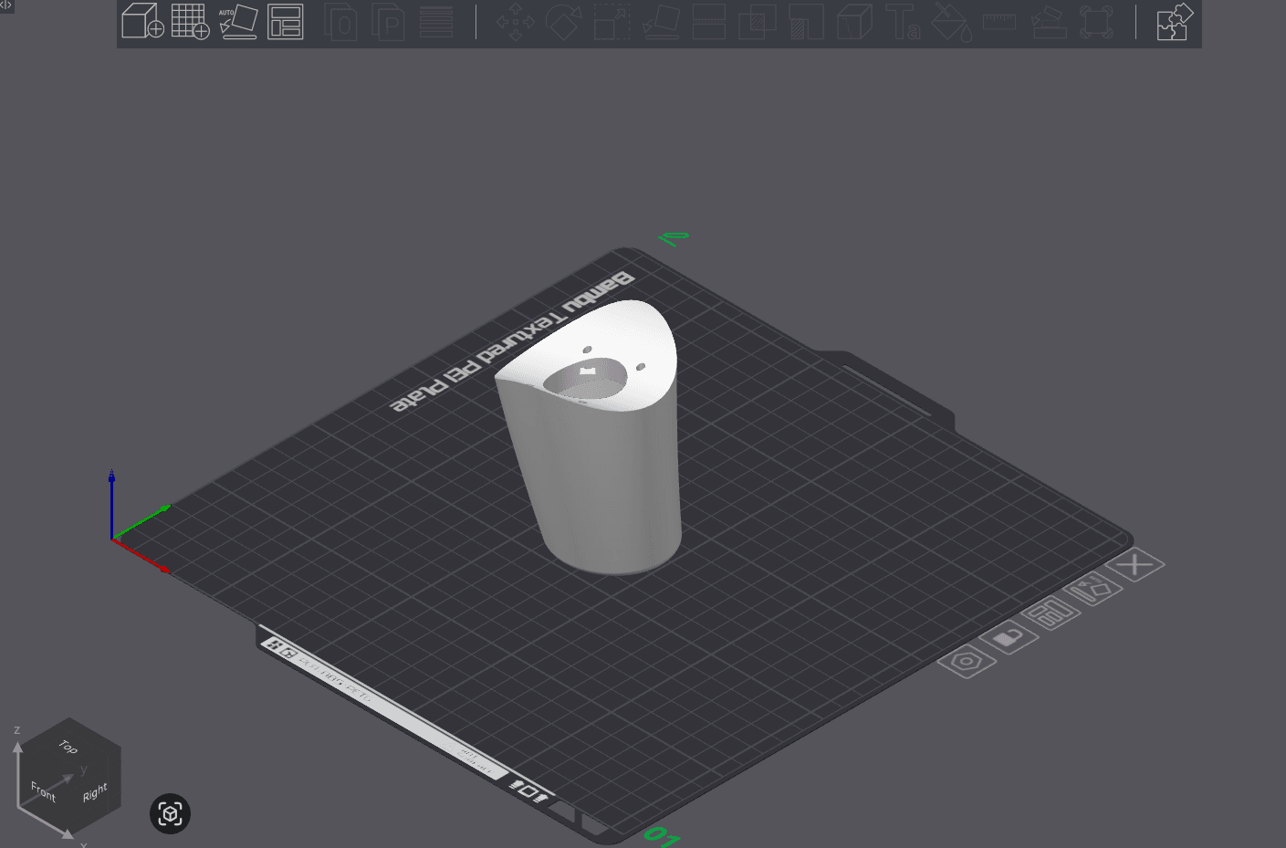 Raw model of WristJointRight on build plate