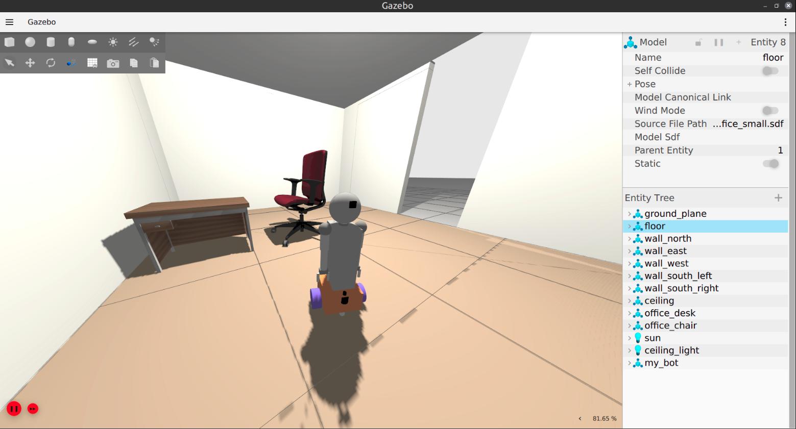 Simulated Gazebo environment